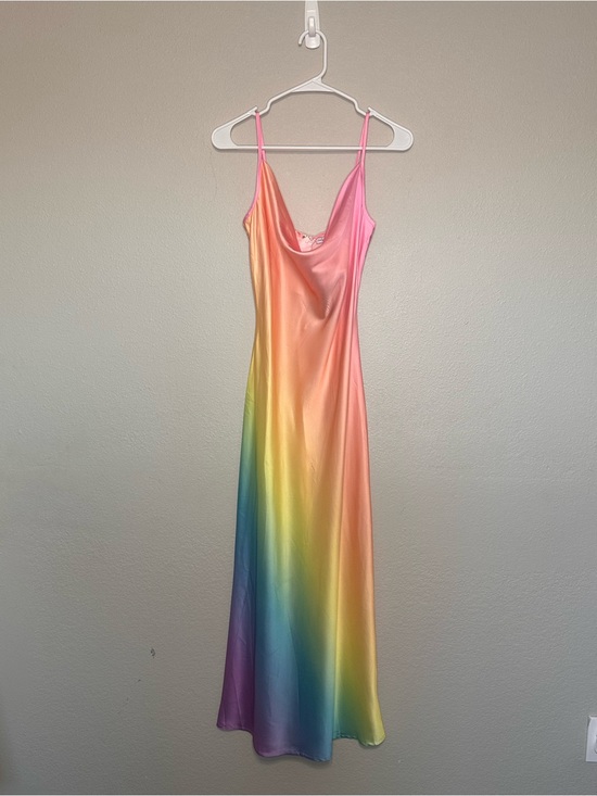 Fashion Nova Dresses & Skirts - Fashion Nova Gradient Rainbow Satin Slip Dress NWT